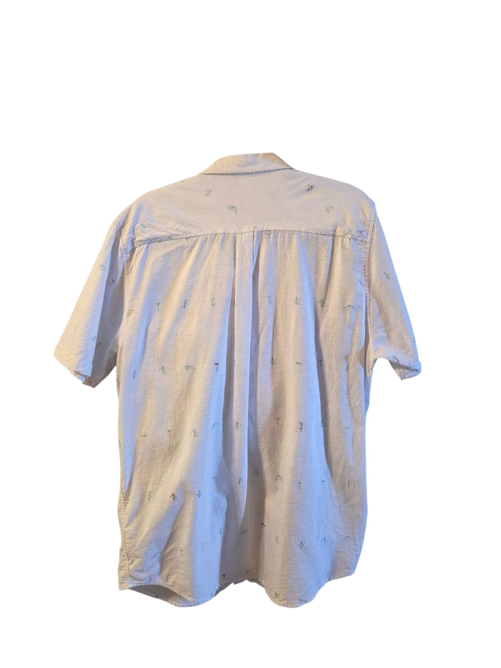 O'Neill 100% Cotton White Short-Sleeve Button-Down with Tiny Blue Motifs - Picture 3 of 8